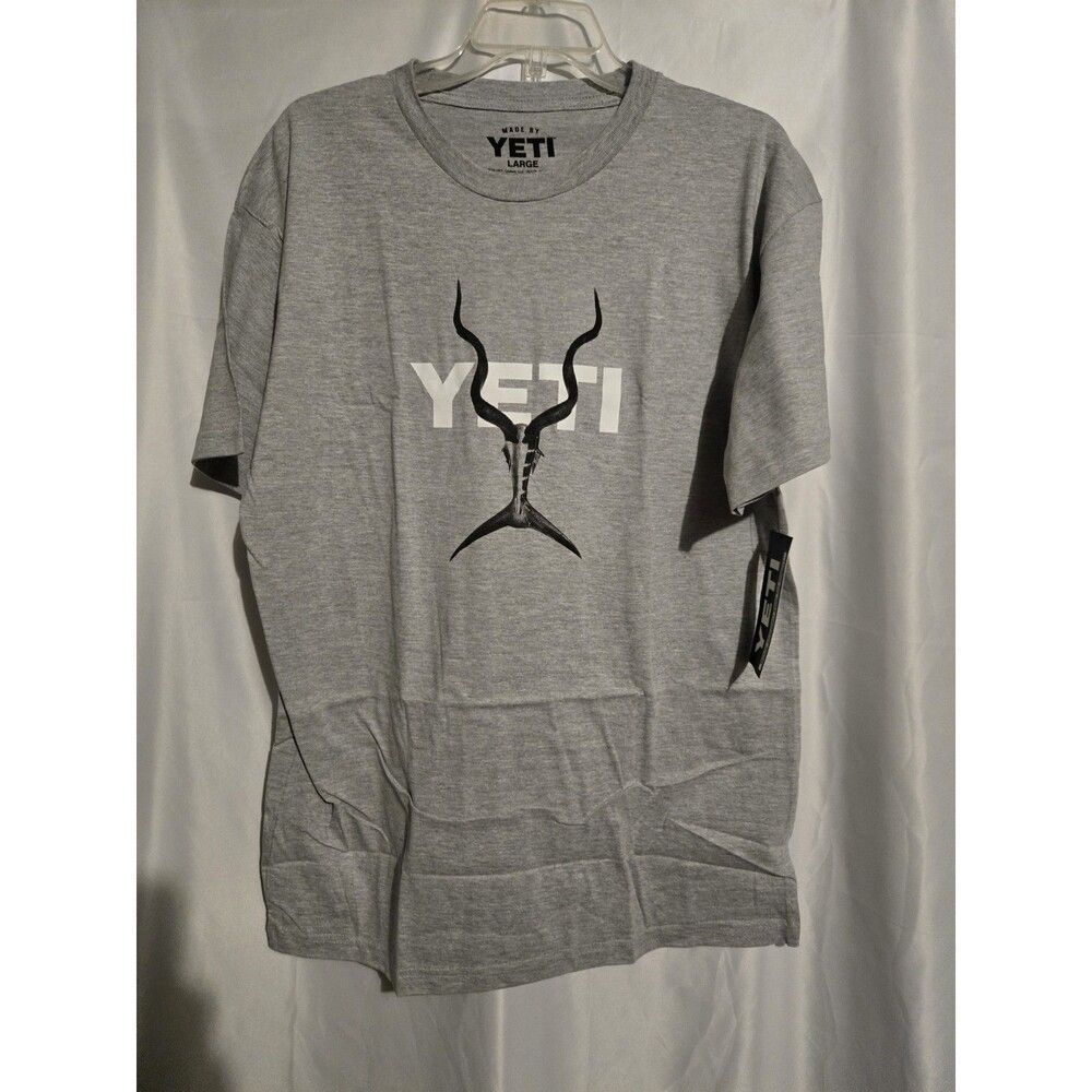 Yeti Men's Grey Large T-Shirt Short Sleeve (LOC-46)